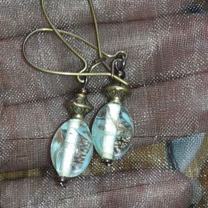 boho earrings 487#mfs Letter in a bottle wish earrings vintage charm swirl glass